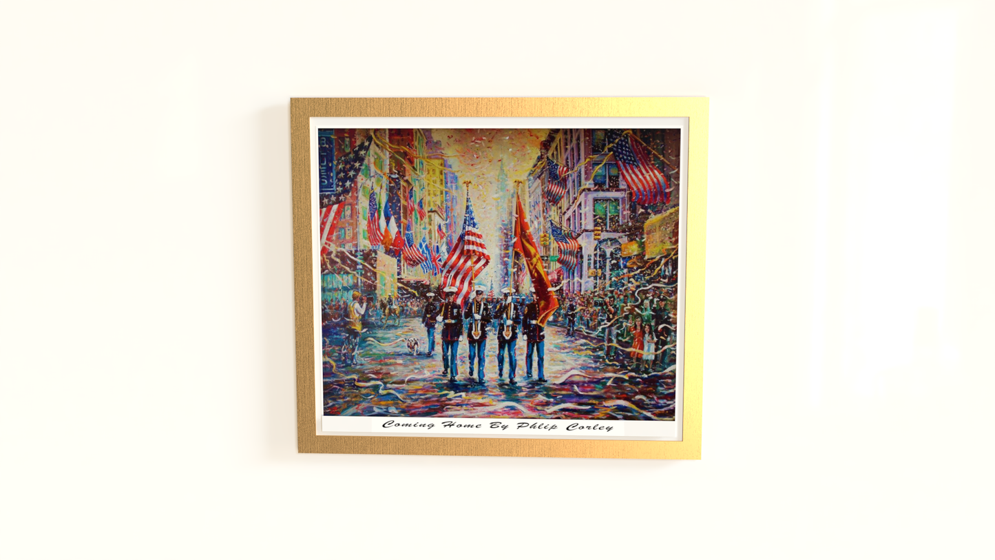 Coming Home Golden Framed Print