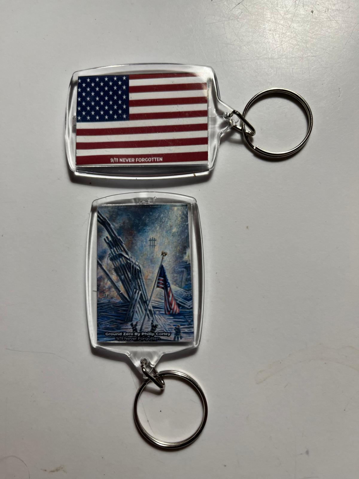 Ground Zero 9/11 Never Forgotten Double Sided Keychains